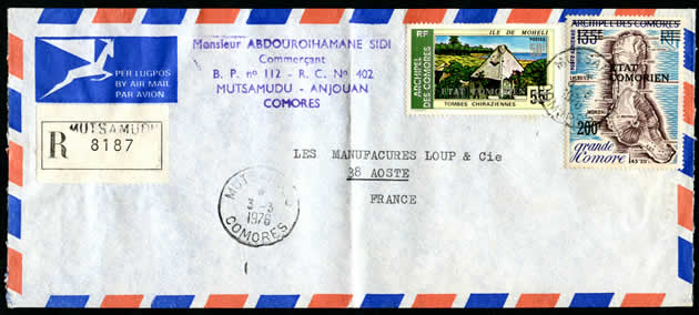 Timbres surchargés sur lettre commerciale