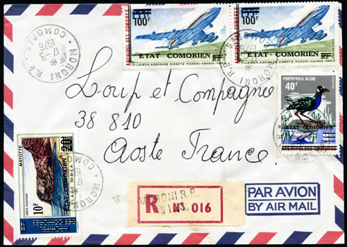 Timbres surchargés sur lettre