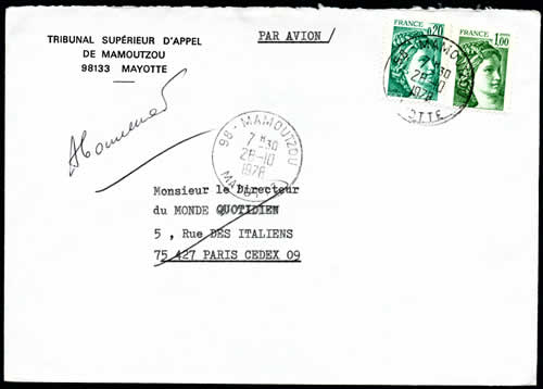 Timbres Sabine à Mayotte