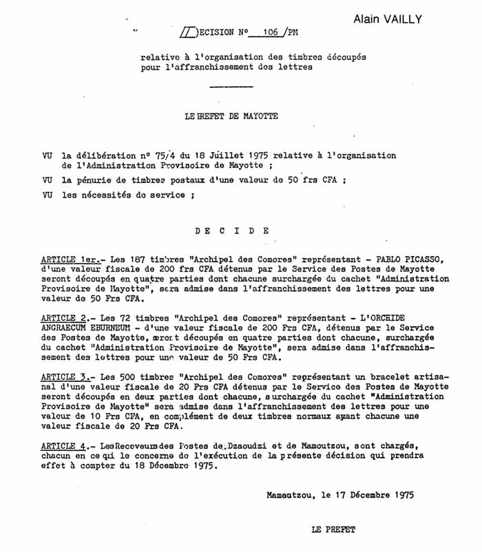 Arrêté de décembre 1975