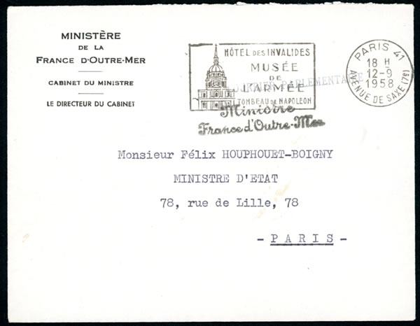Une des denières lettres du Ministère de la France d'Outre-mer