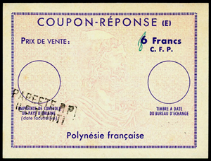 Coupon réponse de Polynésie régime E à 6F surchargé