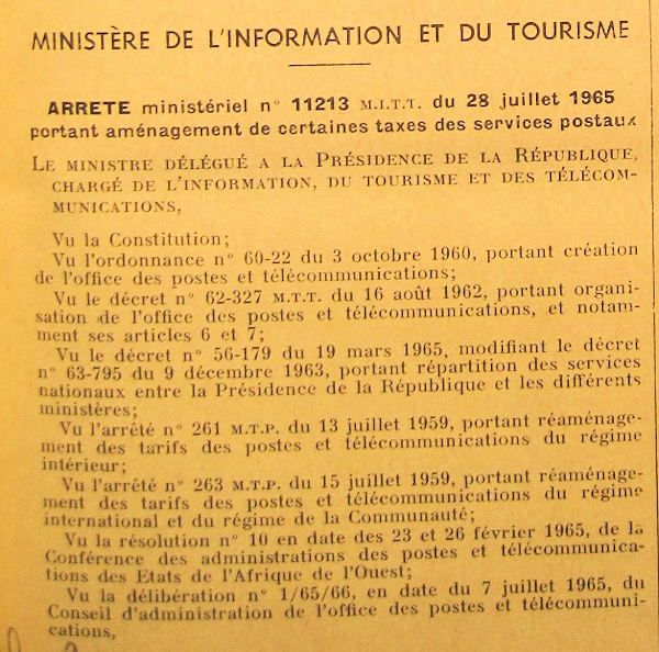 Tarif postaux Sénégal