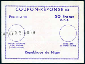 Coupon-réponse régile étendu 50 FCFA type Ex 10