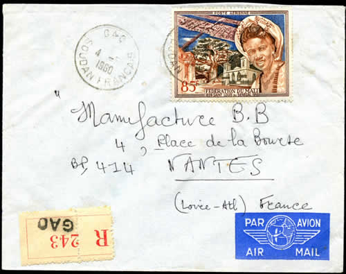 Tricentenaire de saint-Louis sur lettre du Soudan