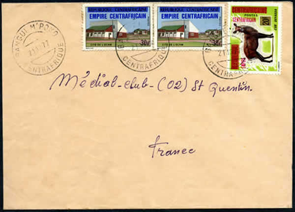 Timbres surchargés EMPIRE sur lettre