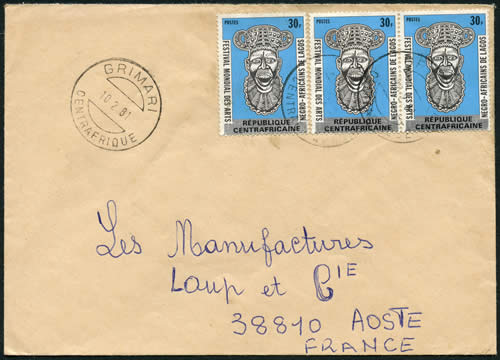 Timbres de l'empire surchargés République sur lettre