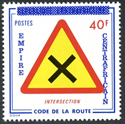 Timbre signalisation routière surchargé EMPIRE CENTRAFRICAIN