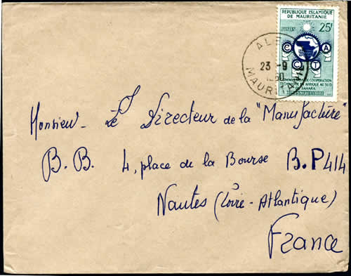 Timbre CCTA sur lettre
