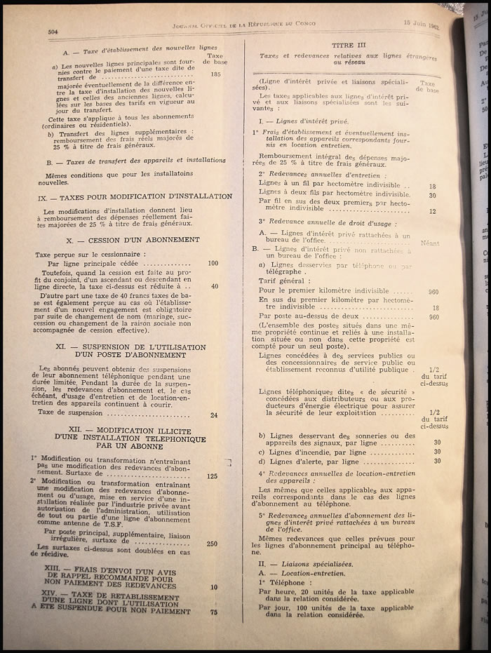 tarif postal du Congo aout 1959 (2)