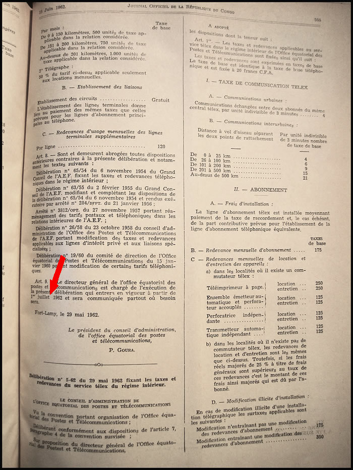 tarif postal du Congo aout 1959 (2)