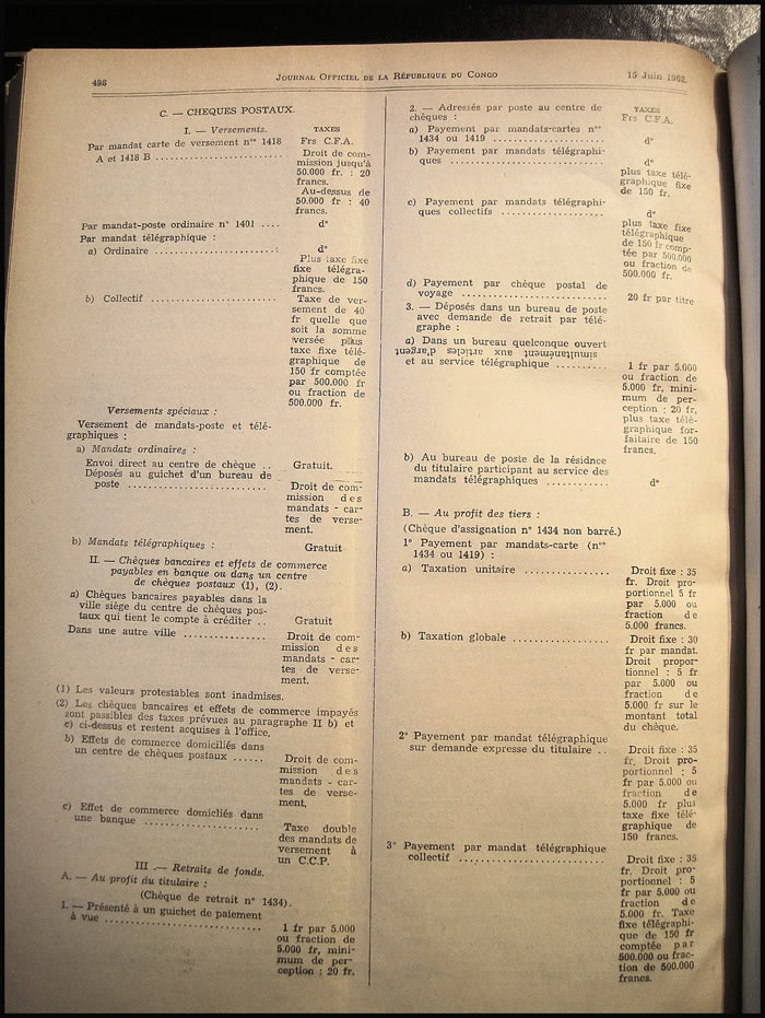 tarif postal du Congo aout 1959 (2)