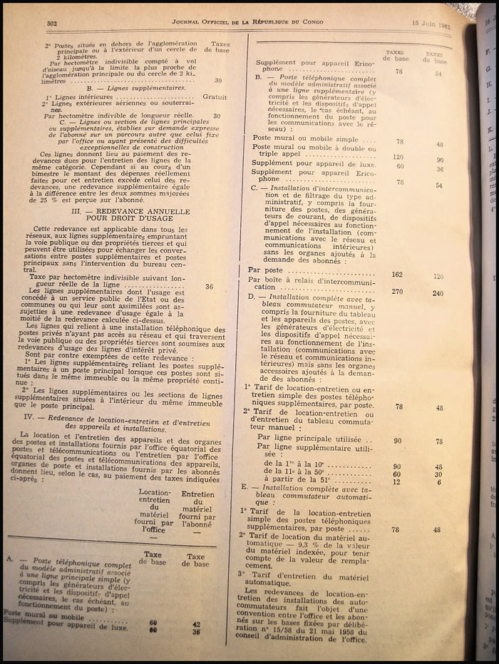 tarif postal du Congo aout 1959 (2)