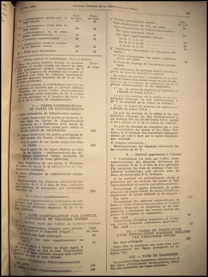 tarif postal du Congo aout 1959 (2)