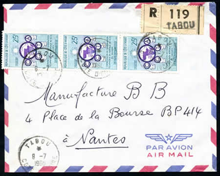 Timbres CCTA sur lettre recommandée