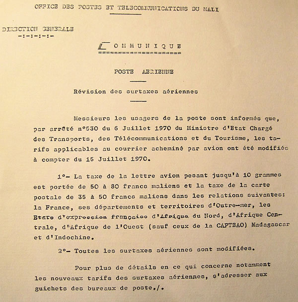 Tarif aériens juillet 1970