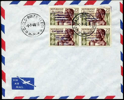 Vignette Congo Surchargée sur lettre Bd4
