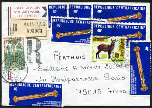 Baton du Maréchal Bokassa sur lettre