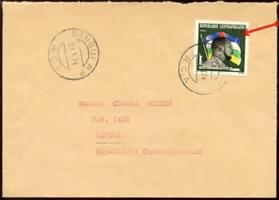 Timbre avec valeur faciale rajoutée à la machine à écrire sur lettre