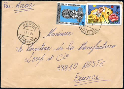 Timbres empire surchargés République sur lettre