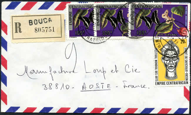 Affranchissement mixte surchargés et nouveaux timbres empire