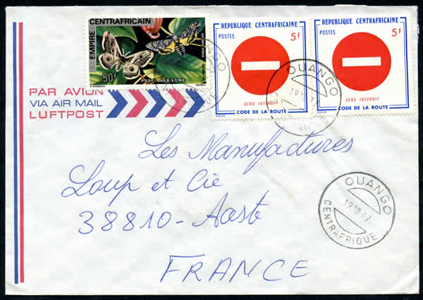 Affranchissement mixte République et timbres surchargés Empire