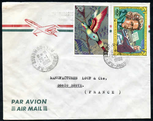 Timbres "REPUBLIQUE DES COMORES " sur lettre