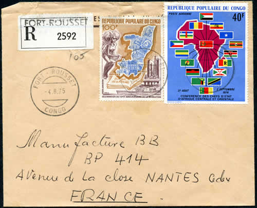 Timbre conférence afrique centrale et orientale sur lettre