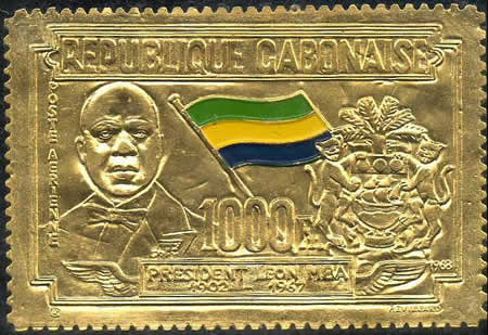 Timbre doré Léon M'ba