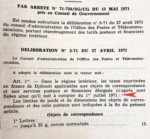 tarif 1/7/71 intérieur