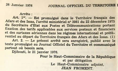 tarif janvier 1976