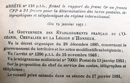 parité franc-or FCFP