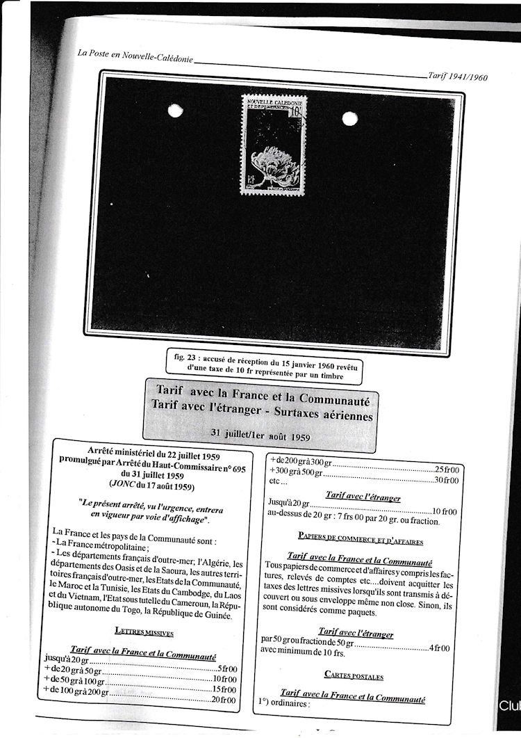 Tarifs postaux de Nouvelle 6Caledonie 1941 1960 page 29a