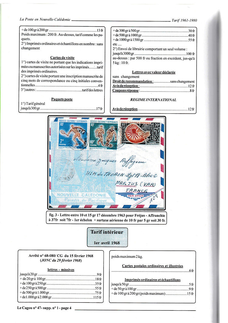 Tarifs postaux Nouvelle-Caledonie 1961 - 1980 page 4c
