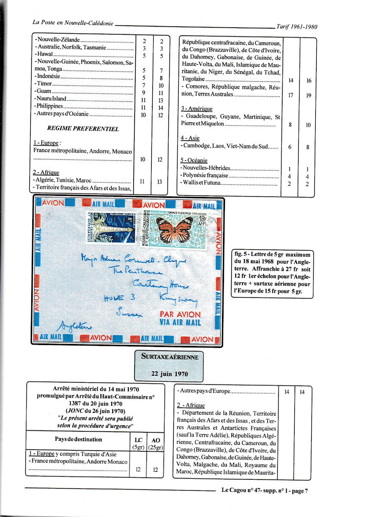 Tarifs postaux Nouvelle-Caledonie 1961 - 1980 page 7c