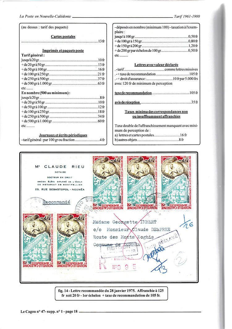 Tarifs postaux Nouvelle-Caledonie 1961 - 1980 page 18c