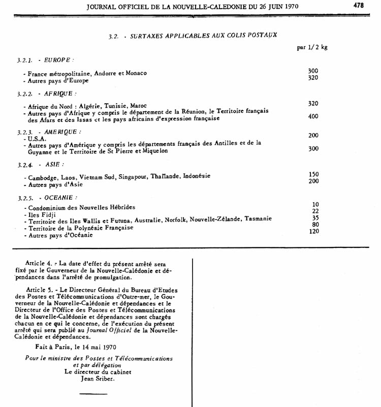 Tarif postal de Nouvelle-Caledonie du 14 mai 1970 page 3