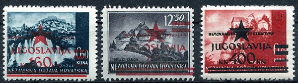 Timbre de Croatie surchargés Yougoslavie