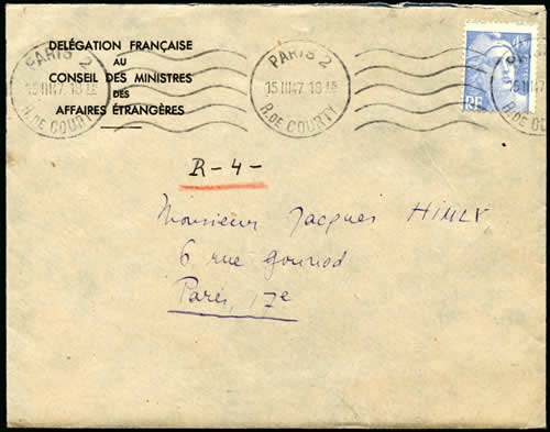 Lettre en provenance de la Délégation française à Moscou