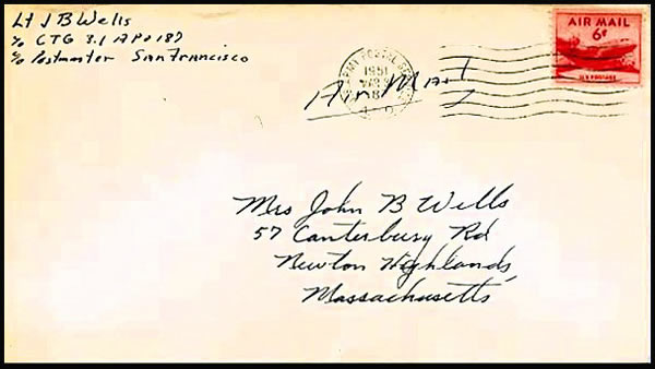 Lettre APO 187 Eniwetok 1951