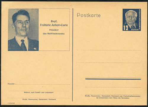 Entier de RDA représentant Jolot curie