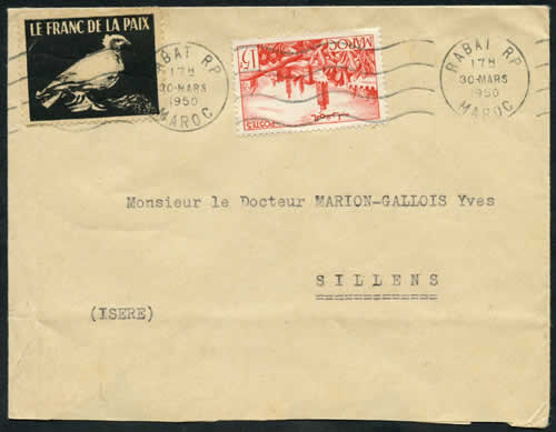 le Franc pour la paix vignette sur lettre