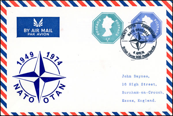 Oblitération temporaire British Forces 25e anniversaire OTAn sur entier