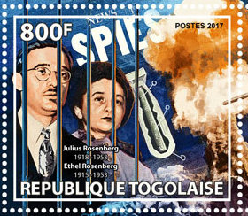 Timbre du Togo consacré aux époux Rosenberg