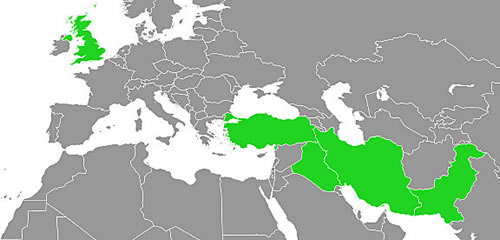 Carte des pays du CENTO