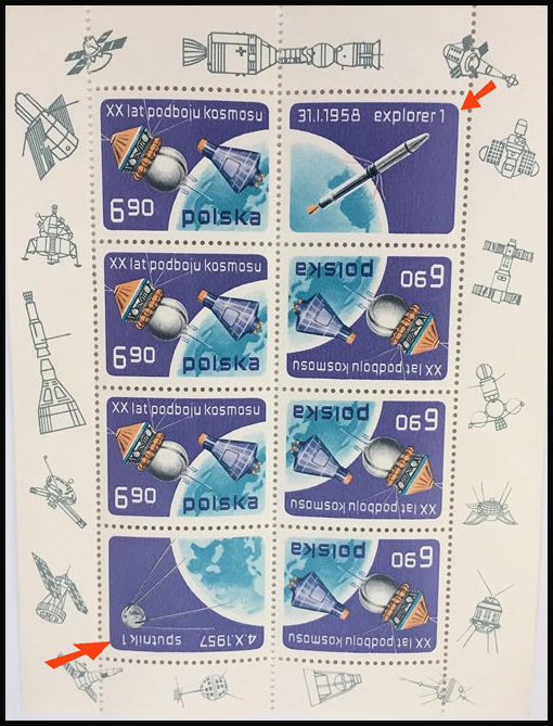 Bloc de Pologne pour le 20ème anniversaire de la conquête spatiale