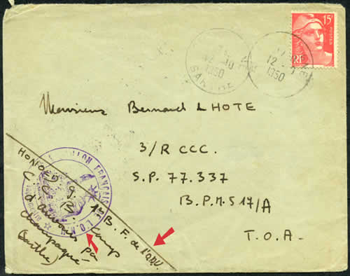 lettre partie de Auvours le 12/10/50