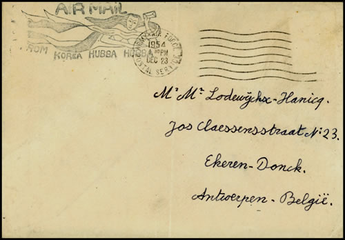 Lettre en franchise de l'ONU en Corée après l'armistice