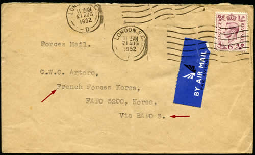 Lettre partie de Londres pour le FAPO 5200