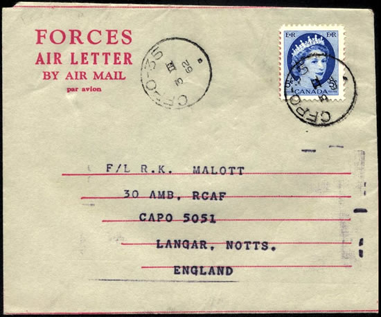 aérogramme militaire canadien utilisé à Gaza